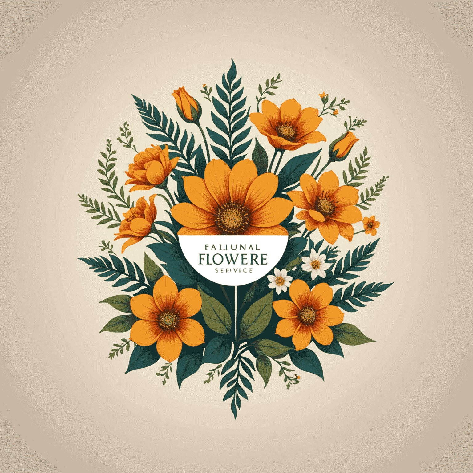 Logotipo de Flowers Service con un diseño elegante de flores mediterráneas